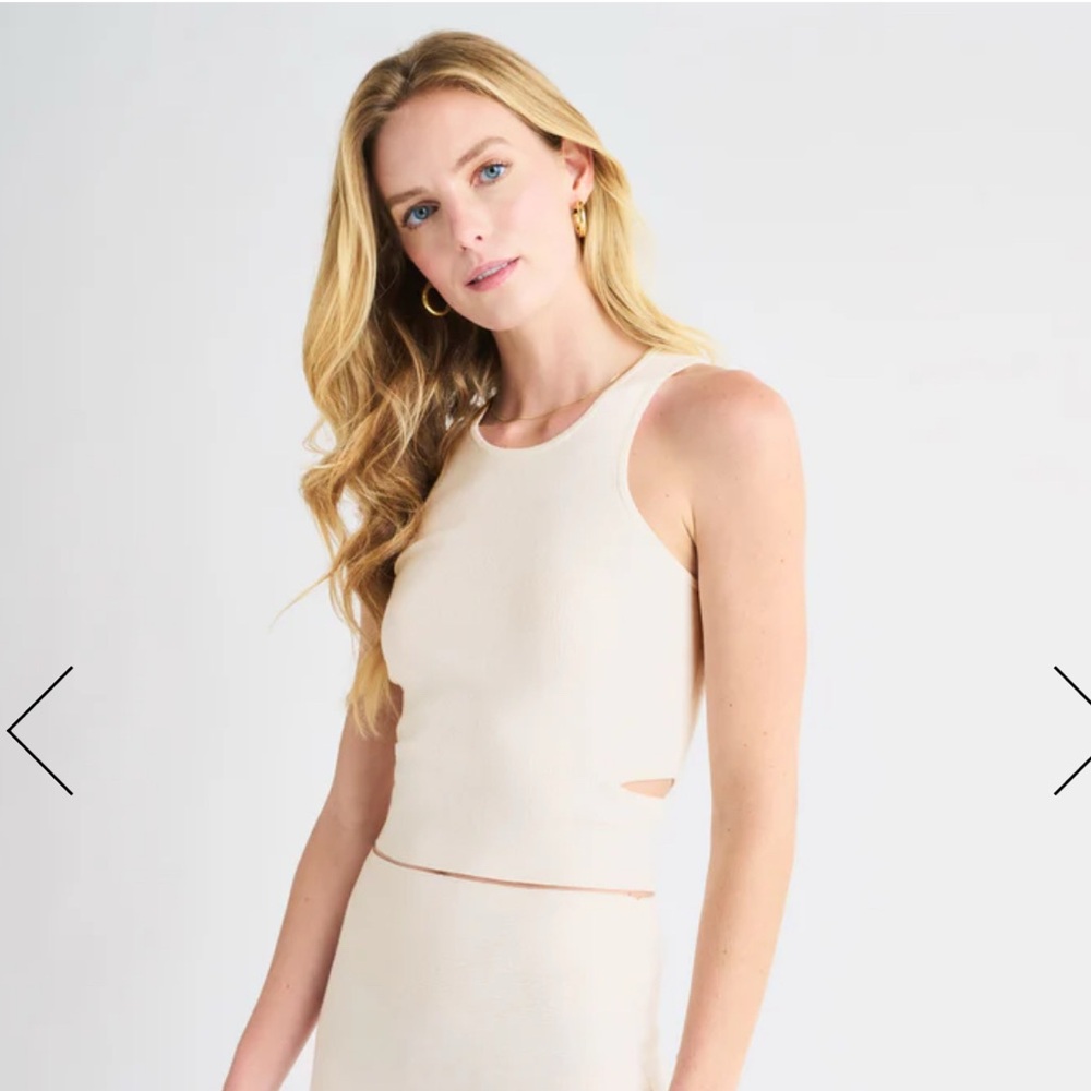 Splendid LYR Loopknit Cut Out Tank in Coconut